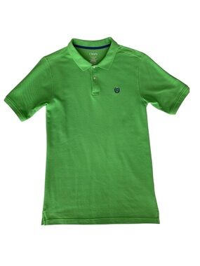 Chaps Polo Shirt  Boys XL (18/20) Lime Green Collar Slits Logo Mesh Short Sleeve